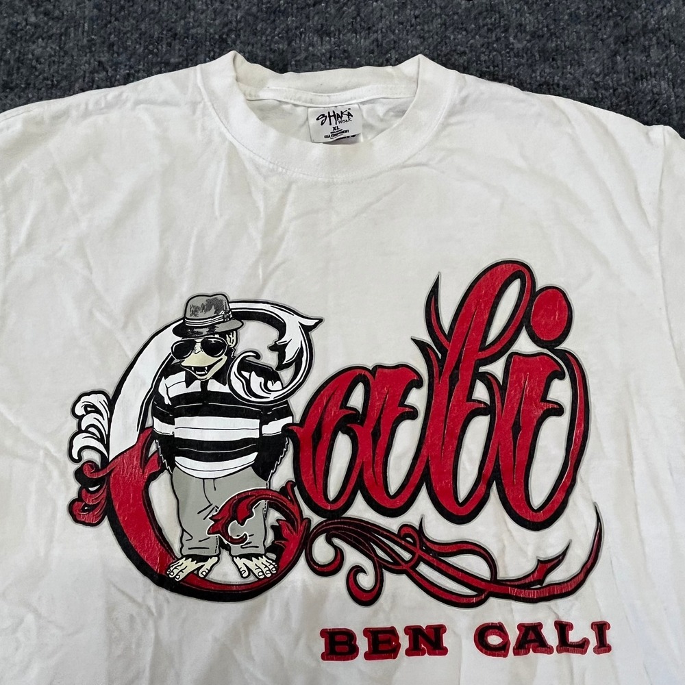 Shaka Wear T-Shirt Mens Size XL White Ben Cali Graphic Heavy Cotton Streetwear